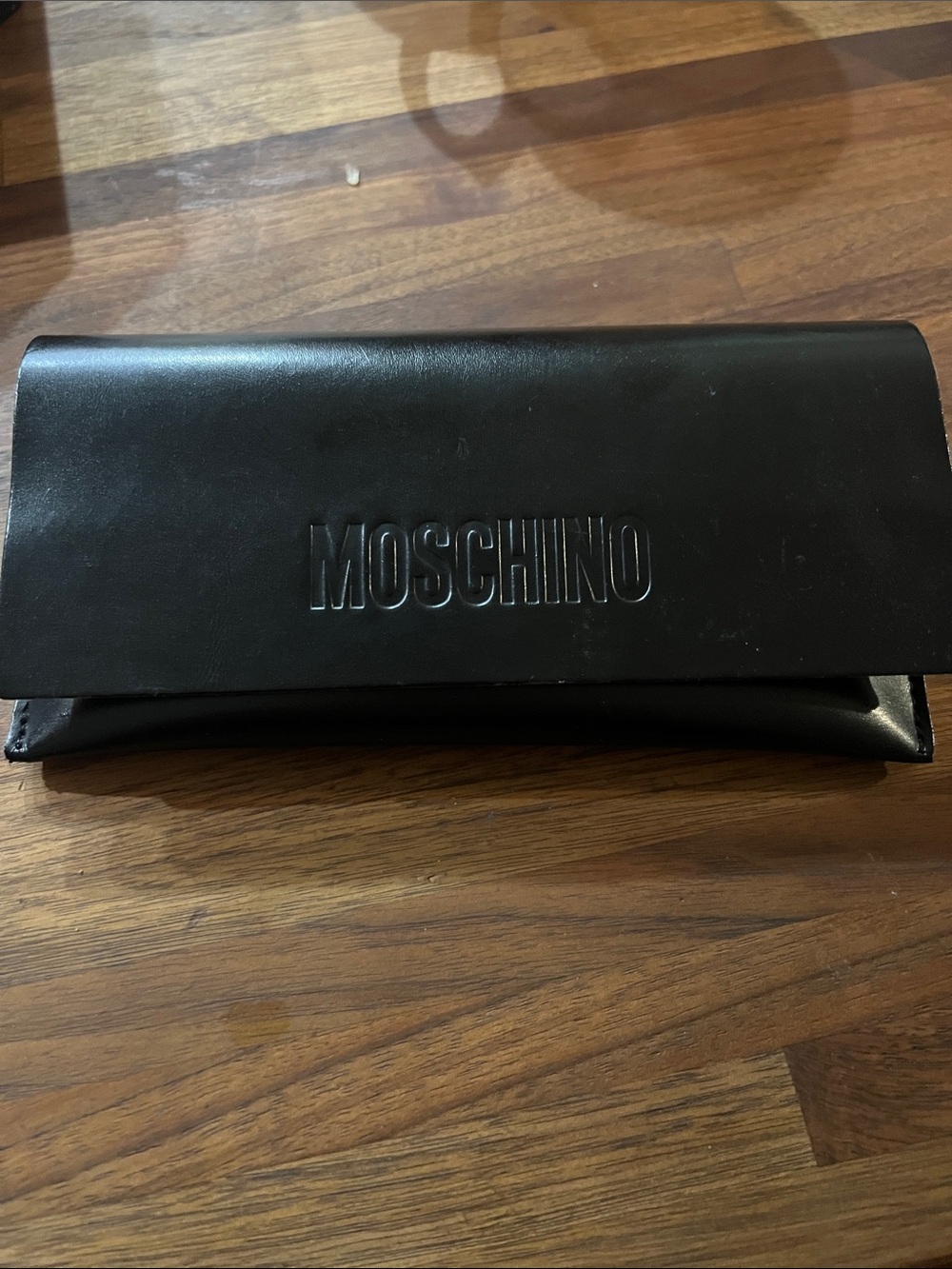 Moschino Black Leather Sunglasses Case